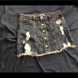 Forever 21 Dark Blue Denim Button Up Skirt